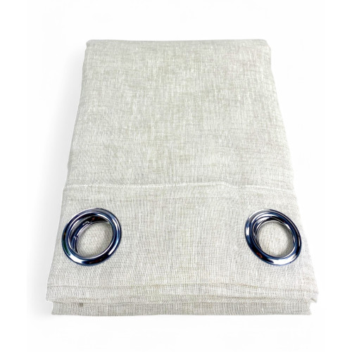 Tenda Simply Effetto Lino 140x300 cm Beige - Tinta Unita Semitrasparente - Poliestere con Anelli - Stile Moderno